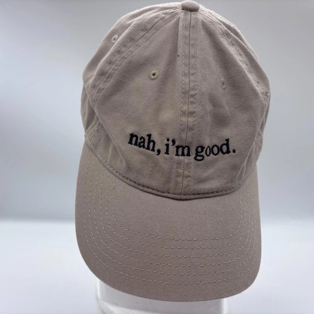 Embroidered 'nah, i'm good.' Beige Dad Hat - Picture 4 of 5